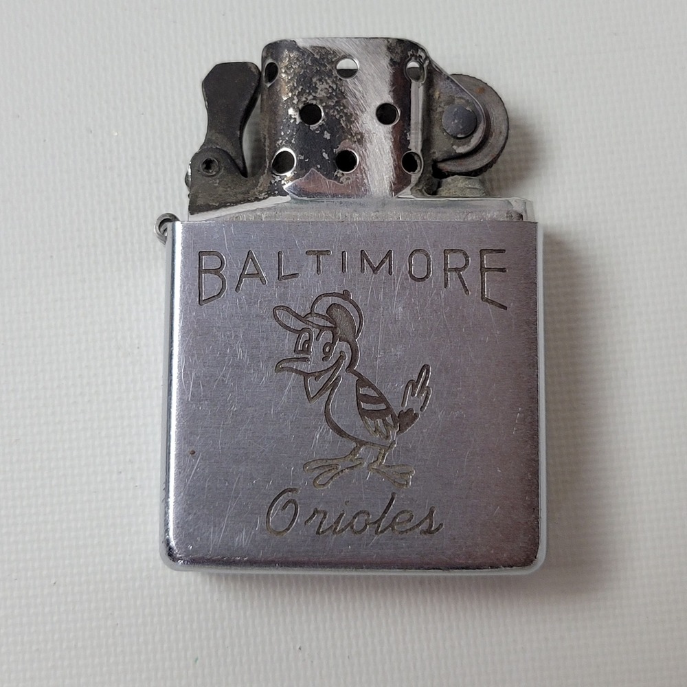 1954 Zippo Lighter Baltimore Orioles 1st Season Chrome Steel Pat 2517191 Base